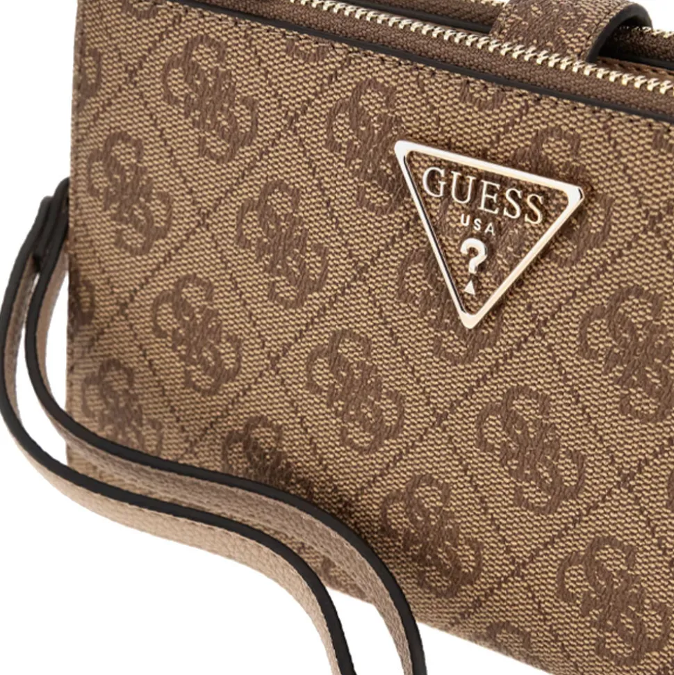 Pochette Donna Portacarte e Portatelefono GUESS linea Noreen Colore Latte Logo