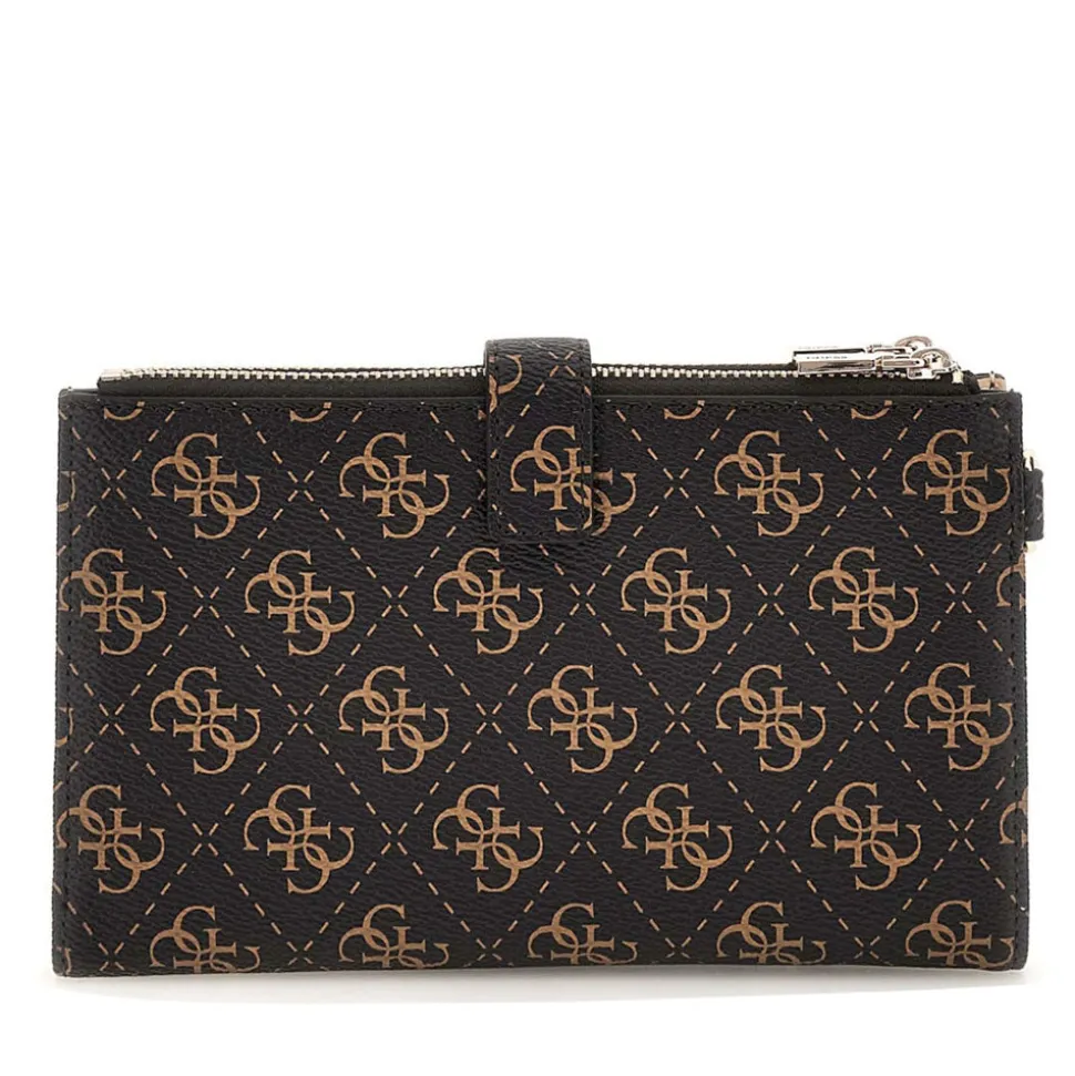 Pochette Donna Portacarte e Portatelefono GUESS linea Laurel Colore Brown Logo