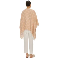 Poncho Donna LIU JO con Logo Monogram Jacquard color Cammello