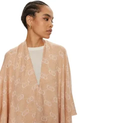 Poncho Donna LIU JO con Logo Monogram Jacquard color Cammello