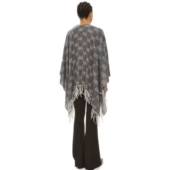 Poncho Donna LIU JO con Logo Monogram Jacquard Grey Cloud