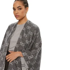 Poncho Donna LIU JO con Logo Monogram Jacquard Grey Cloud