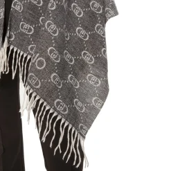 Poncho Donna LIU JO con Logo Monogram Jacquard Grey Cloud