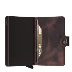 Porta Carte con Clip SECRID linea Vintage in Pelle Marrone Scuro con RFID