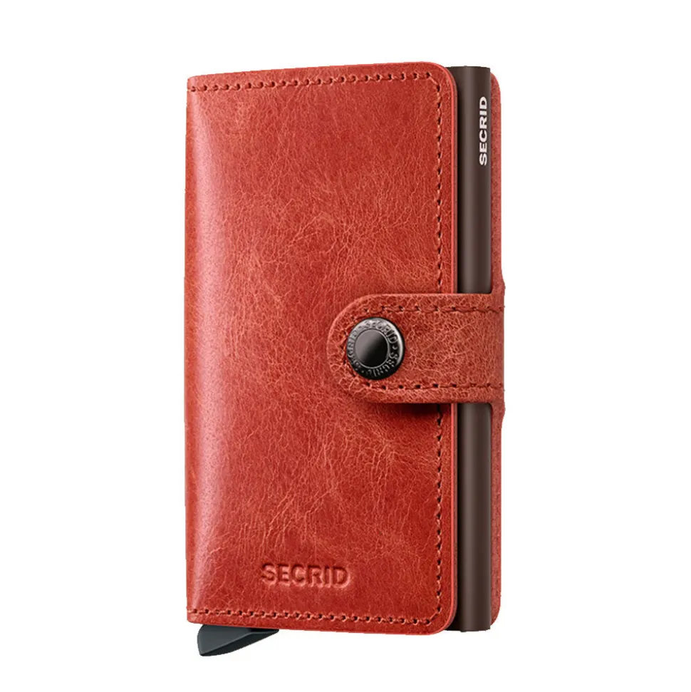 Porta Carte con Clip SECRID linea Vintage in Pelle Orange con RFID