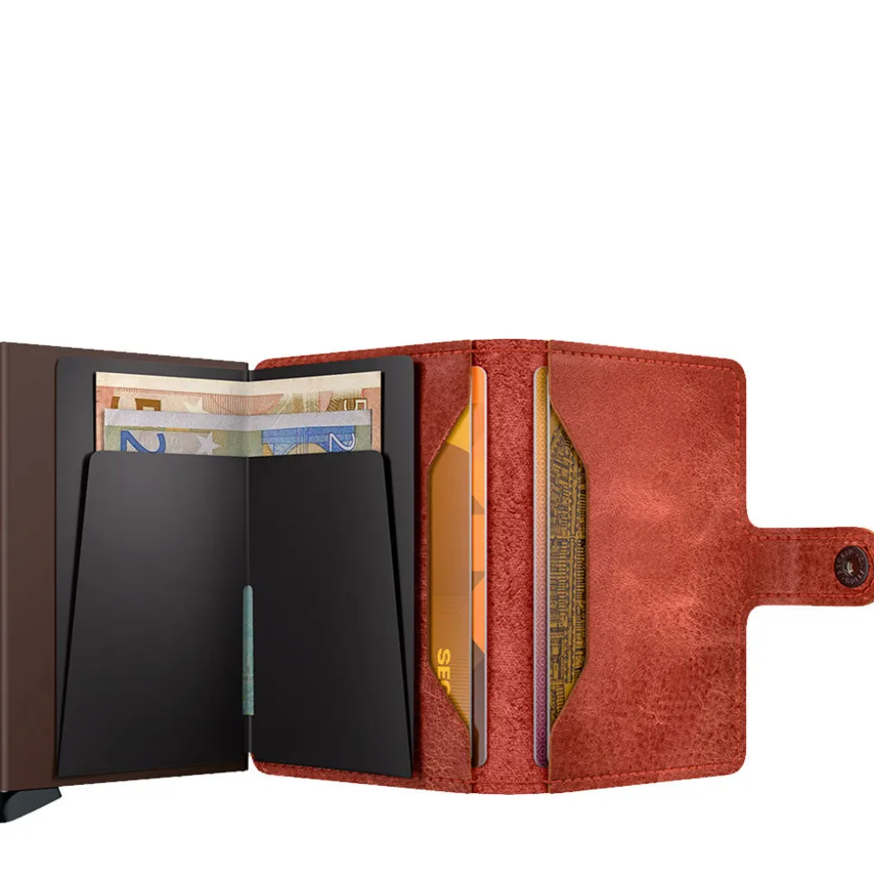 Porta Carte con Clip SECRID linea Vintage in Pelle Orange con RFID