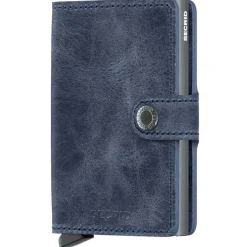Porta Carte con Clip SECRID linea Vintage in Pelle Blue con RFID