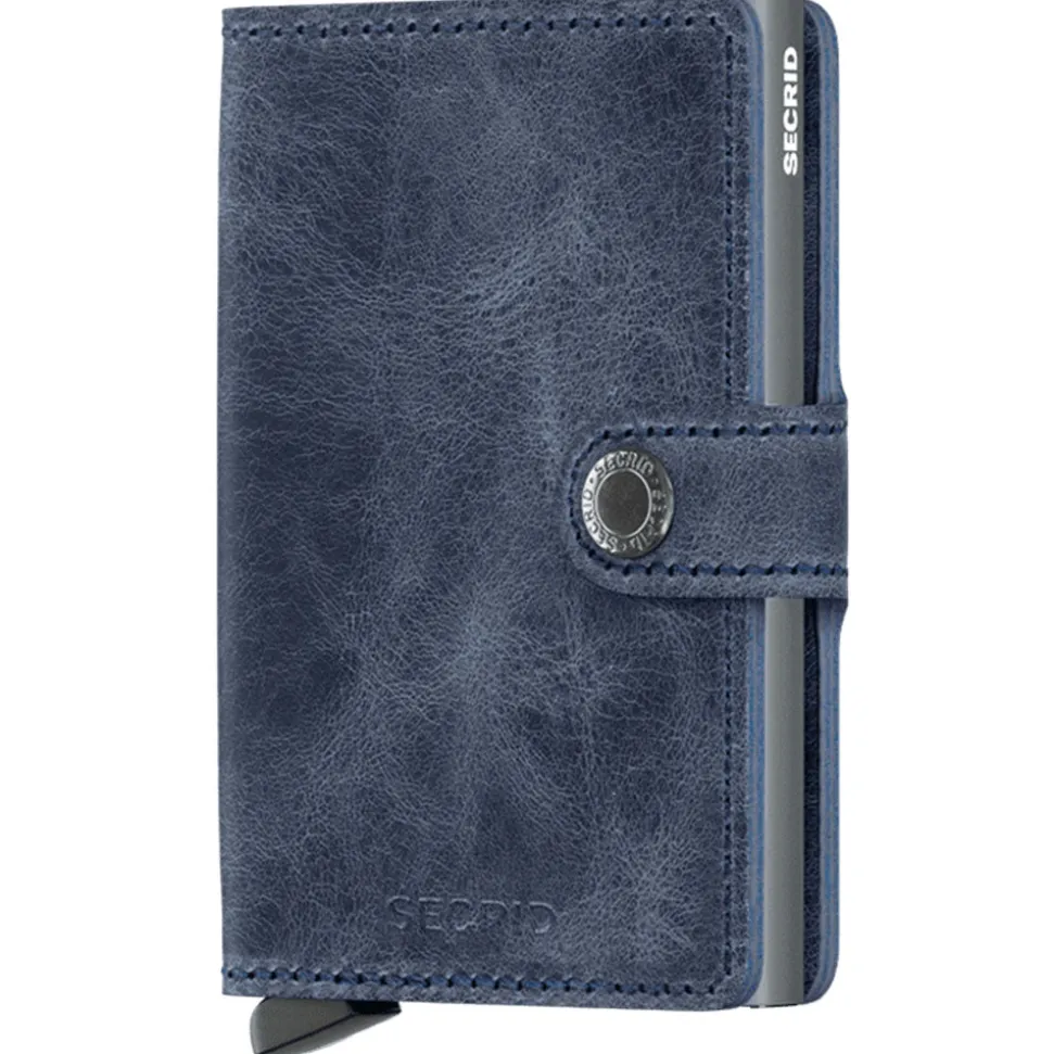 Porta Carte con Clip SECRID linea Vintage in Pelle Blue con RFID