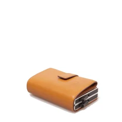 Porta Carte Doppio con Clip THE BRIDGE linea Story in Pelle Gialla con RFID