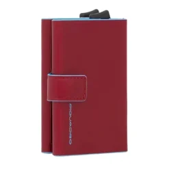 Portacarte PIQUADRO con RFID in Pelle e Alluminio Colore Rosso Linea Blue Square - PP5961B2R