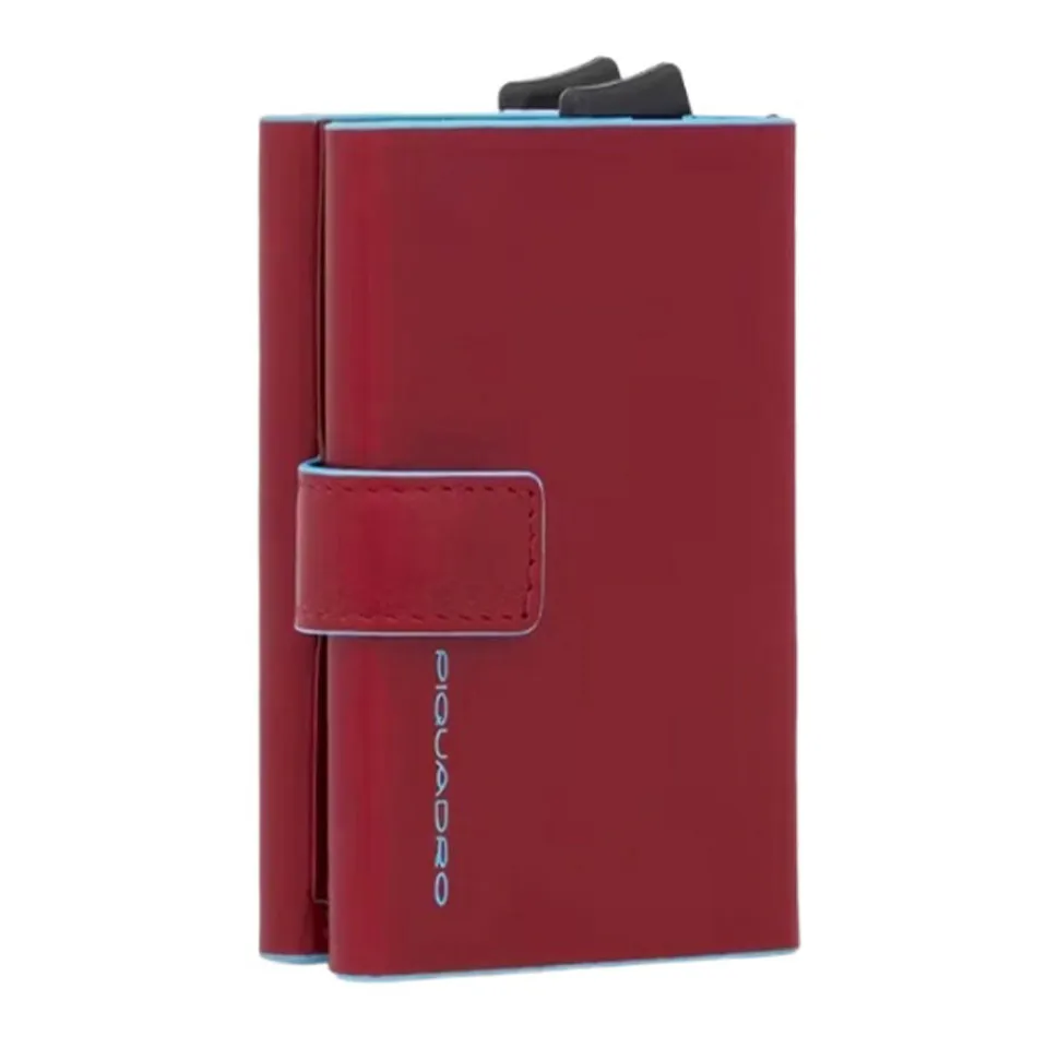 Portacarte PIQUADRO con RFID in Pelle e Alluminio Colore Rosso Linea Blue Square - PP5961B2R