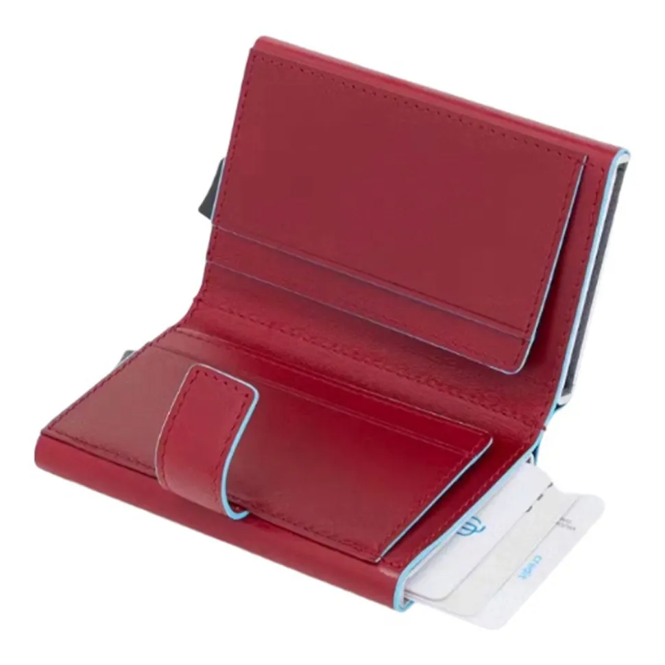 Portacarte PIQUADRO con RFID in Pelle e Alluminio Colore Rosso Linea Blue Square - PP5961B2R