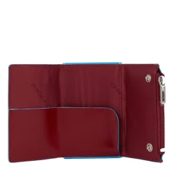 Portacarte PIQUADRO in Pelle e Alluminio con RFID Colore Rosso Linea Blue Square - PP5585B2BLR