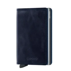 Porta Carte SECRID linea Vintage in Pelle Blu con RFID