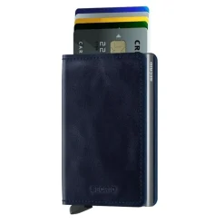 Porta Carte SECRID linea Vintage in Pelle Blu con RFID