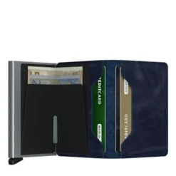 Porta Carte SECRID linea Vintage in Pelle Blu con RFID