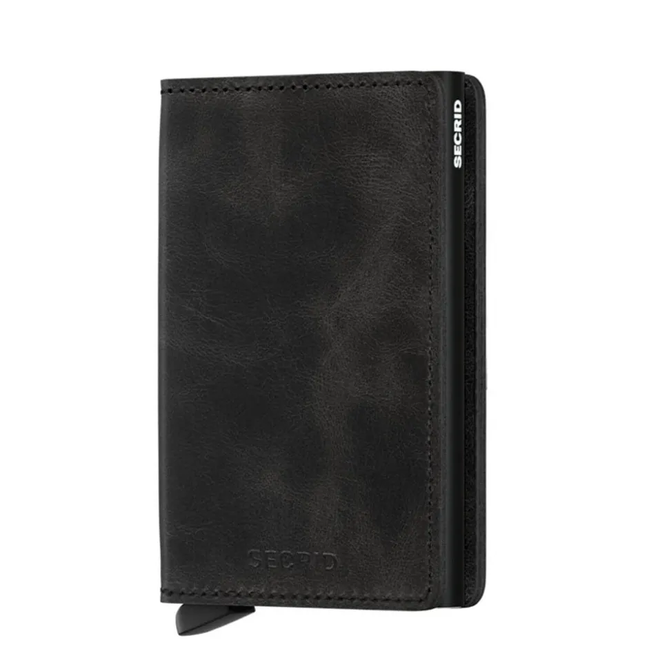 Porta Carte SECRID linea Vintage in Pelle Nero con RFID