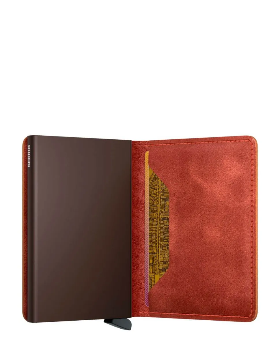 Porta Carte SECRID linea Vintage in Pelle Orange con RFID