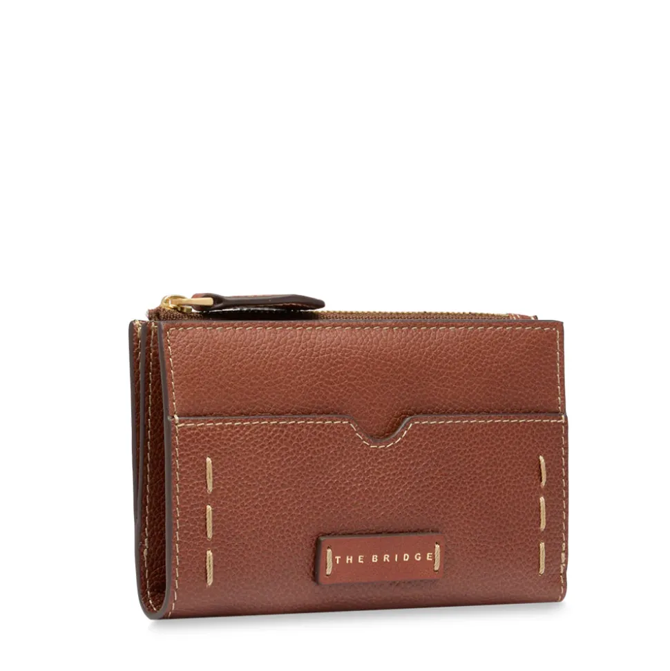 Portafoglio Donna con Bottone THE BRIDGE linea Gemma in Pelle Marrone