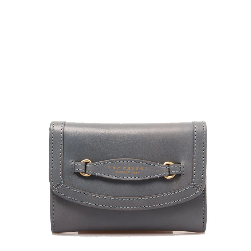 Portafoglio Donna con Bottone THE BRIDGE linea Bettina in Pelle Ceruleo