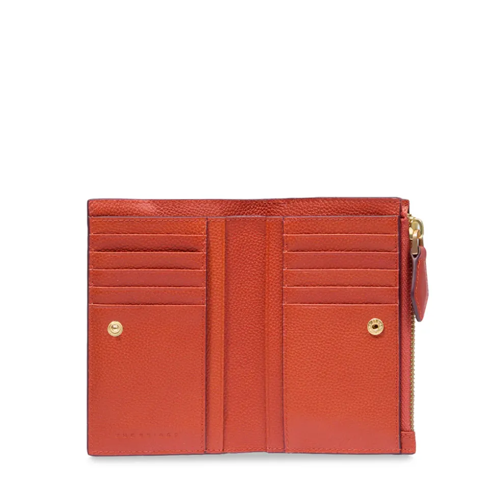 Portafoglio Donna con Bottone THE BRIDGE linea Gemma in Pelle Arancio Bruciato