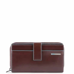 Portafoglio Donna Doppio Scomparto PIQUADRO In Pelle Mogano - PD1354B2R Linea Blue Square