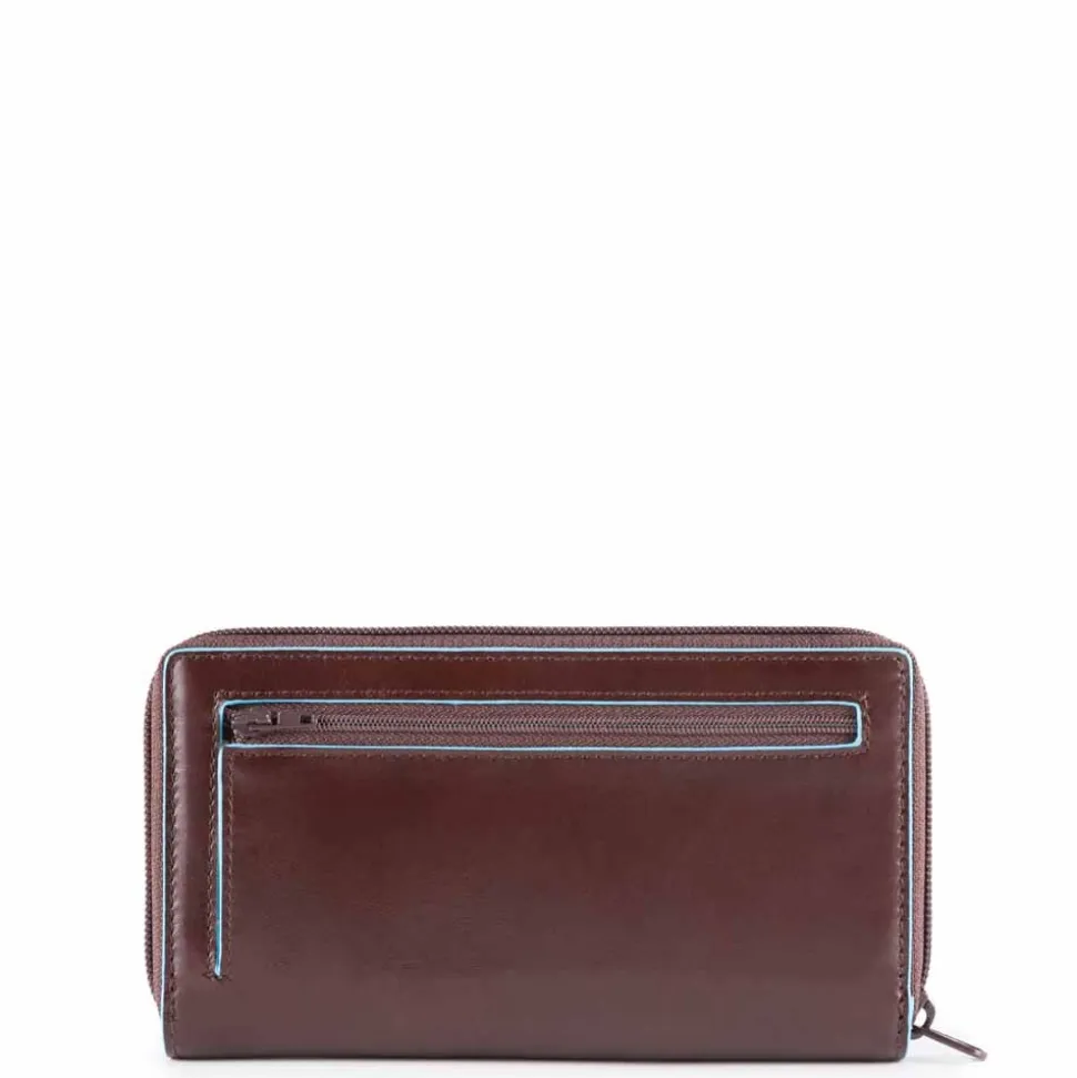 Portafoglio Donna Doppio Scomparto PIQUADRO In Pelle Mogano - PD1354B2R Linea Blue Square