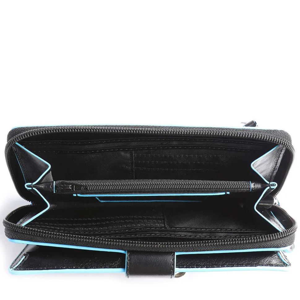 Portafoglio Donna Doppio Scomparto PIQUADRO In Pelle Nera - PD1354B2R Linea Blue Square