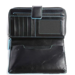 Portafoglio Donna Doppio Scomparto PIQUADRO In Pelle Nera - PD1354B2R Linea Blue Square