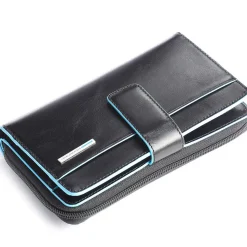 Portafoglio Donna Doppio Scomparto PIQUADRO In Pelle Nera - PD1354B2R Linea Blue Square