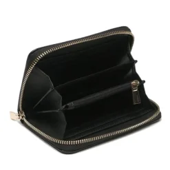 Portafoglio Donna GUESS Chiuso con Zip Linea Laurel Colore Nero Misura Media