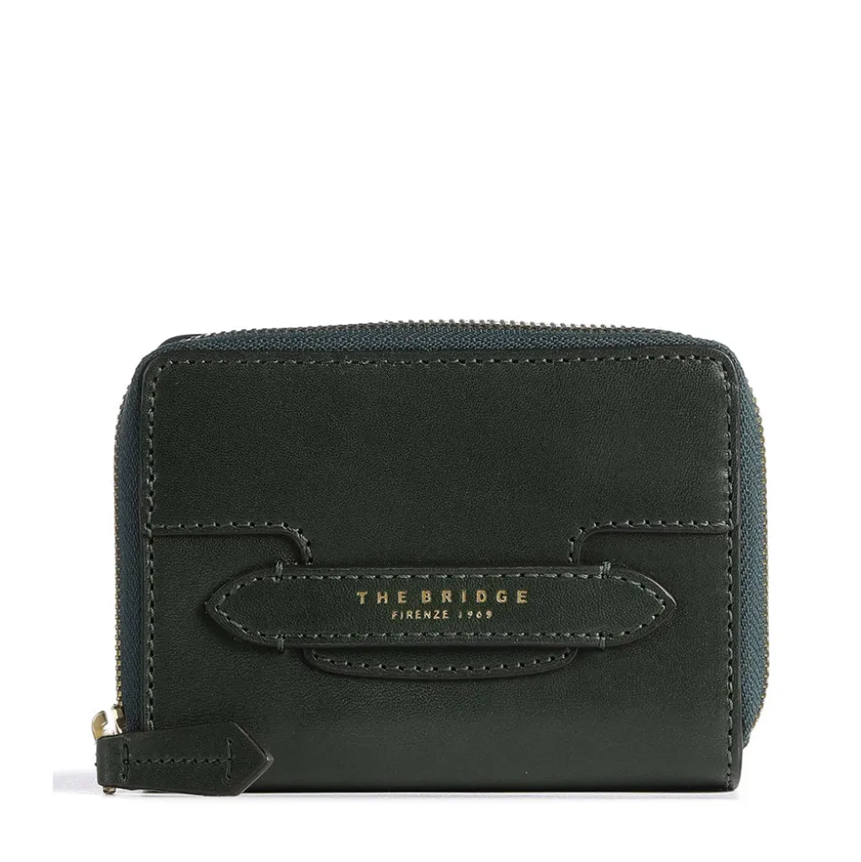 Portafoglio Donna Piccolo Zip Around THE BRIDGE linea Lucrezia in Pelle Verde Malachite