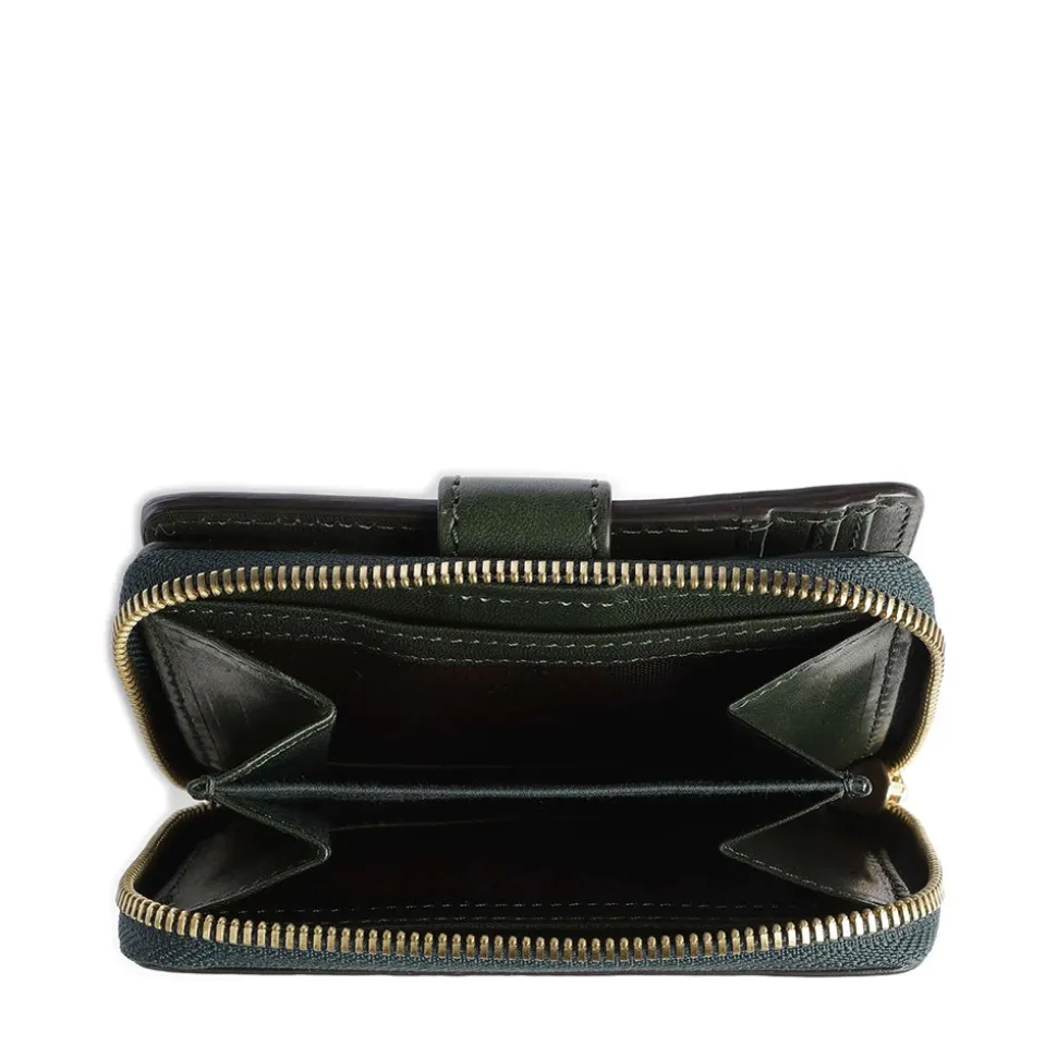 Portafoglio Donna Piccolo Zip Around THE BRIDGE linea Lucrezia in Pelle Verde Malachite