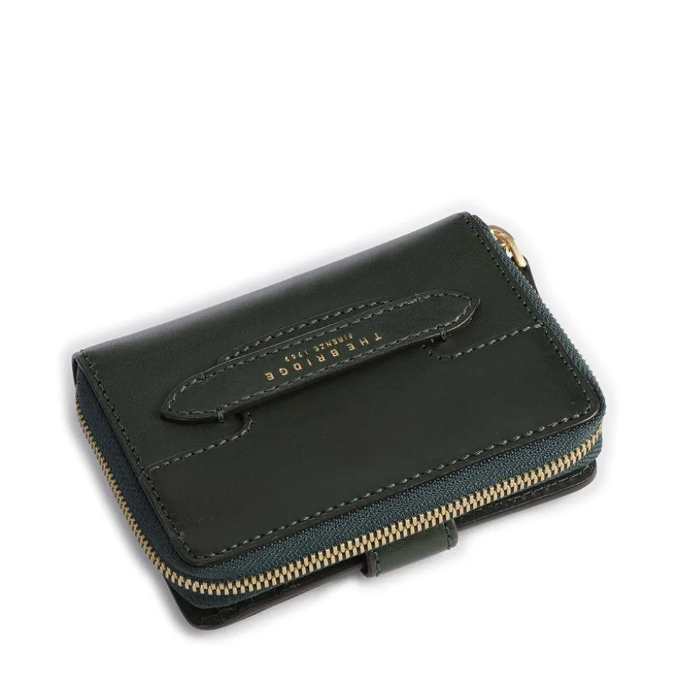 Portafoglio Donna Piccolo Zip Around THE BRIDGE linea Lucrezia in Pelle Verde Malachite