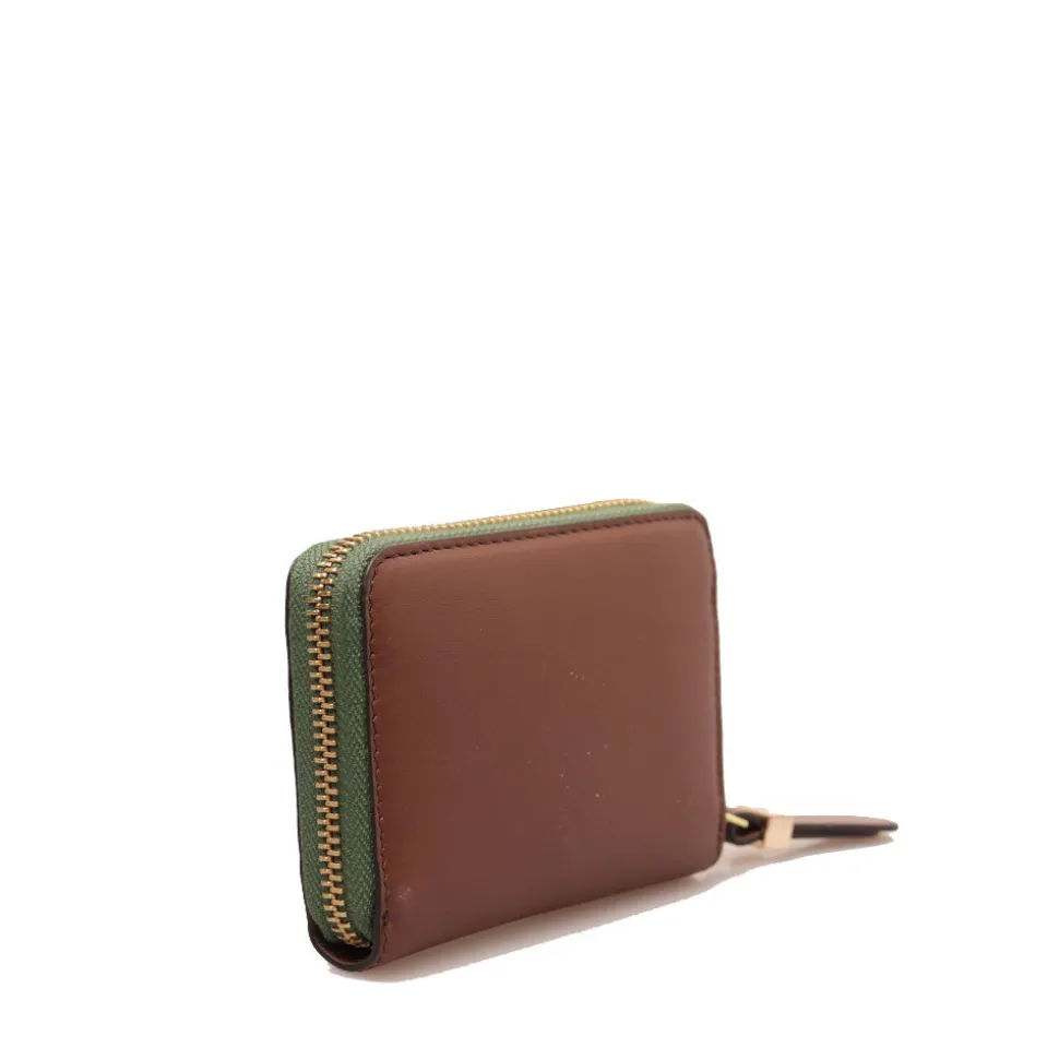 Portafoglio Donna Piccolo Zip Around THE BRIDGE linea Chiara in Pelle Marrone