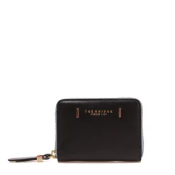 Portafoglio Donna Piccolo Zip Around THE BRIDGE linea Chiara in Pelle Nera
