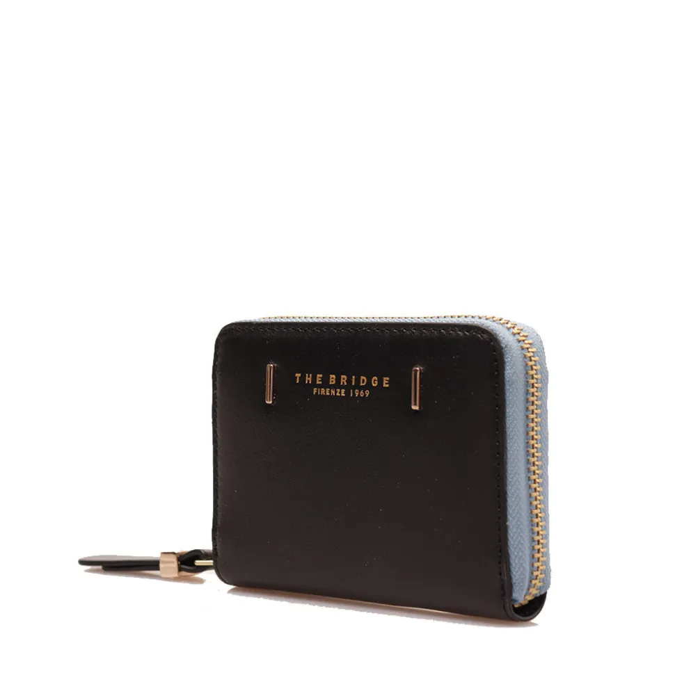Portafoglio Donna Piccolo Zip Around THE BRIDGE linea Chiara in Pelle Nera