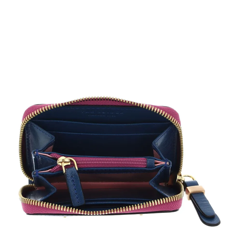 Portafoglio Donna Piccolo Zip Around THE BRIDGE linea Chiara in Pelle color Jeans
