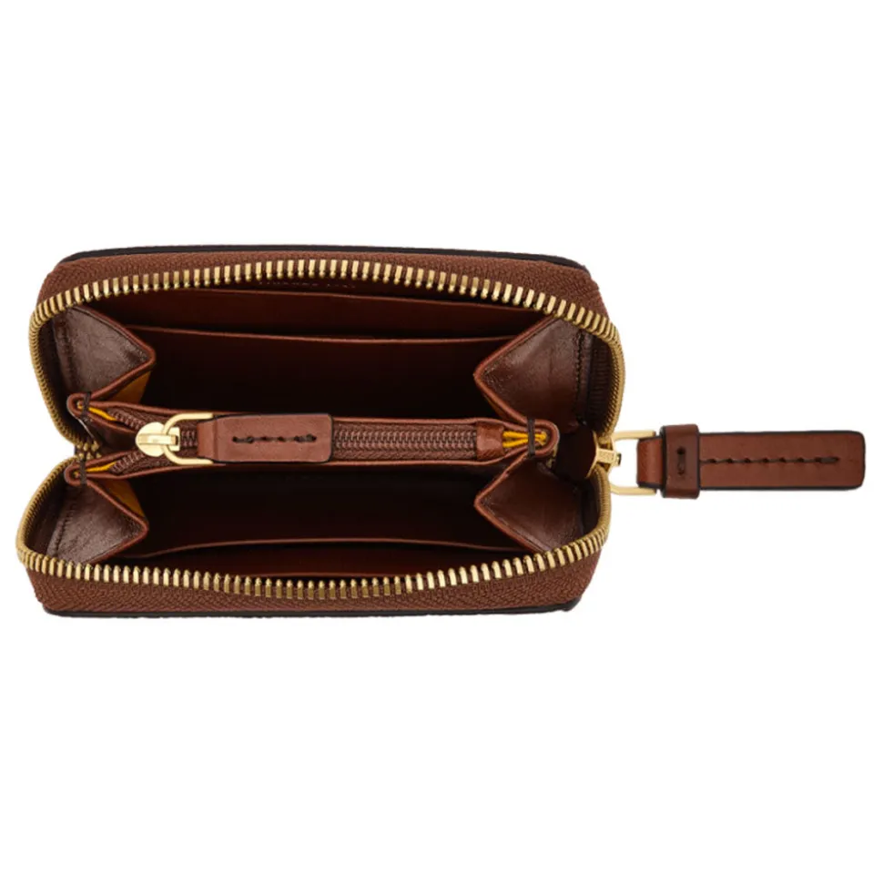 Portafoglio Donna Piccolo Zip Around THE BRIDGE linea Amelia in Pelle Marrone