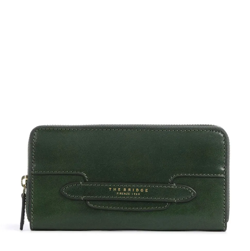 Portafoglio Donna Zip Around THE BRIDGE linea Lucrezia in Pelle Verde Inglese