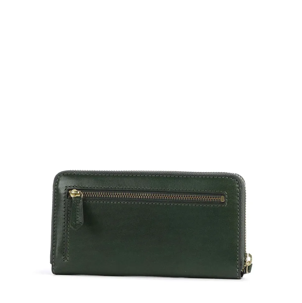 Portafoglio Donna Zip Around THE BRIDGE linea Lucrezia in Pelle Verde Inglese