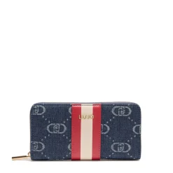 Portafoglio Donna Zip Around LIU JO in Denim Jacquard colore Blue Denim