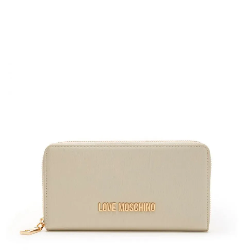 Portafoglio Donna Zip Around LOVE MOSCHINO Effetto Goffrato Avorio