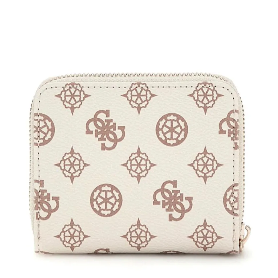 Portafoglio Piccolo GUESS Chiuso con Zip Linea Laurel Colore White Logo