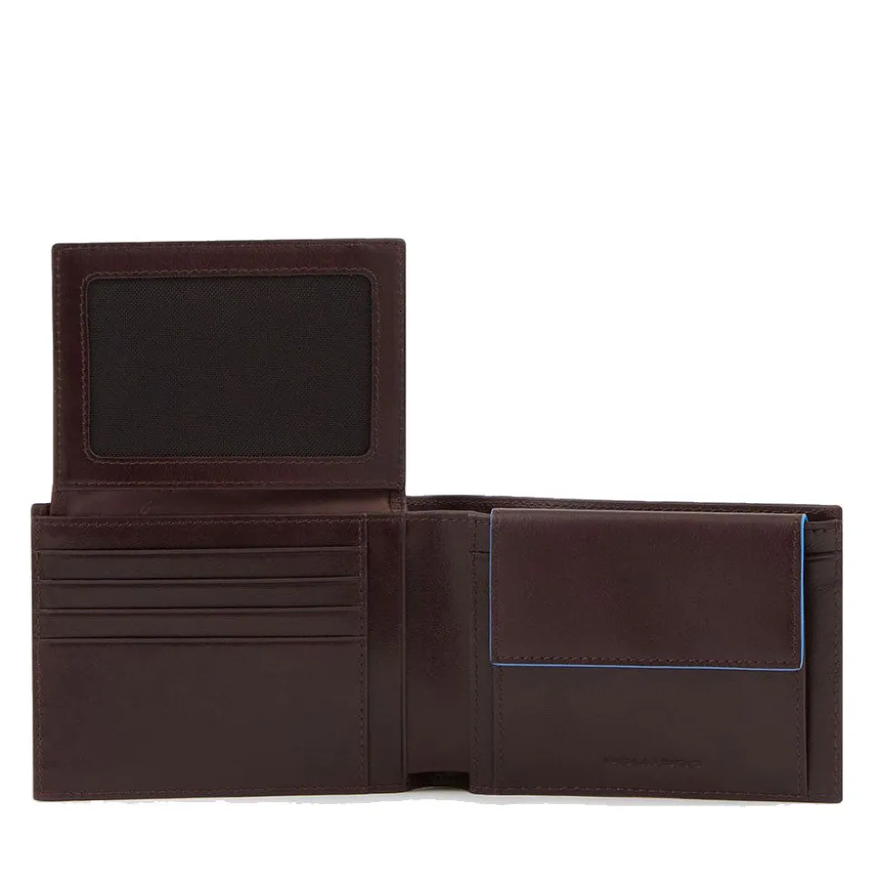 Portafoglio Uomo con Pattina e Portamonete PIQUADRO in Pelle Mogano Linea B2 Revamp- PU1392B2VR
