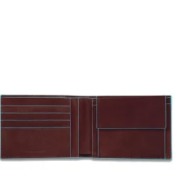 Portafoglio Uomo con Portamonete PIQUADRO in Pelle Mogano Linea Blue Square - PU257B2R
