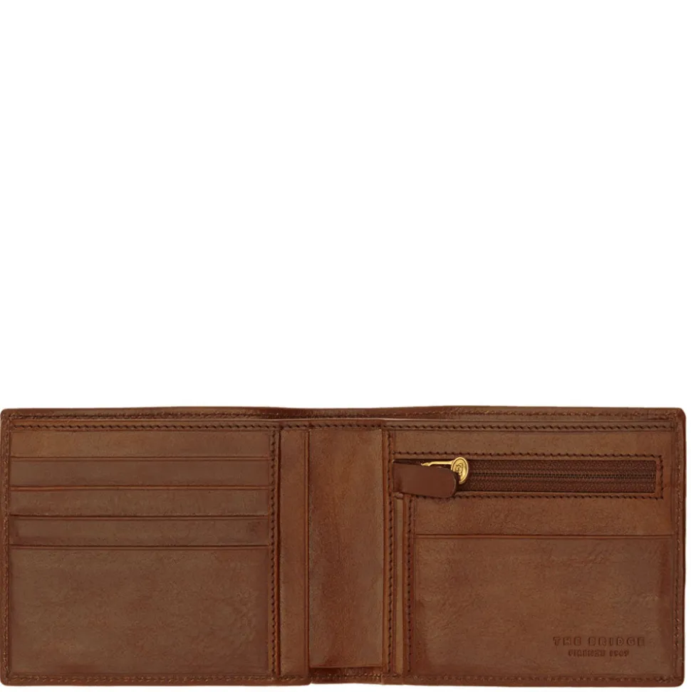 Portafoglio Uomo con Portamonete con Zip THE BRIDGE In Pelle Marrone linea Story