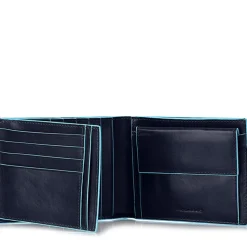 Portafoglio Uomo Piquadro In Pelle Blu con Pattina Orizzontale e Portamonete - PU1240B2R