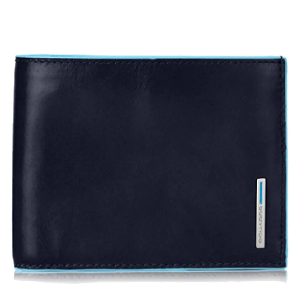 Portafoglio Uomo Piquadro In Pelle Blu con Pattina Orizzontale e Portamonete - PU1240B2R