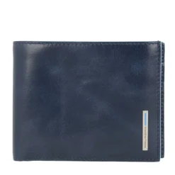 Portafoglio Uomo Piquadro In Pelle Blu con Portacarte Orizzontale e Portamonete - PU1239B2R